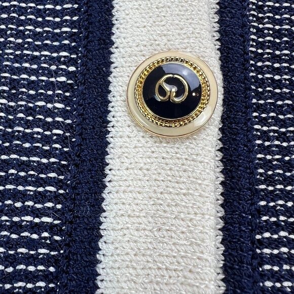 Vintage St. John Collection Suit Blue/White Long Sleeve Top & Skirt Size 4 & 6 - Picture 5 of 16